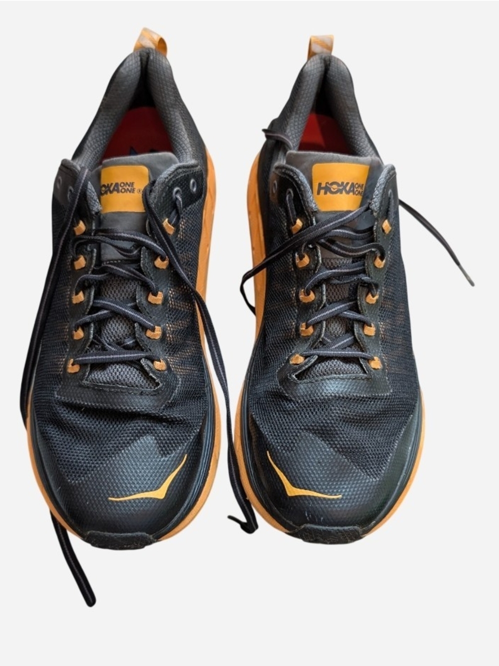 Pre-owned Hoka One One Men’s Black and Orange Athletic Running Shoes